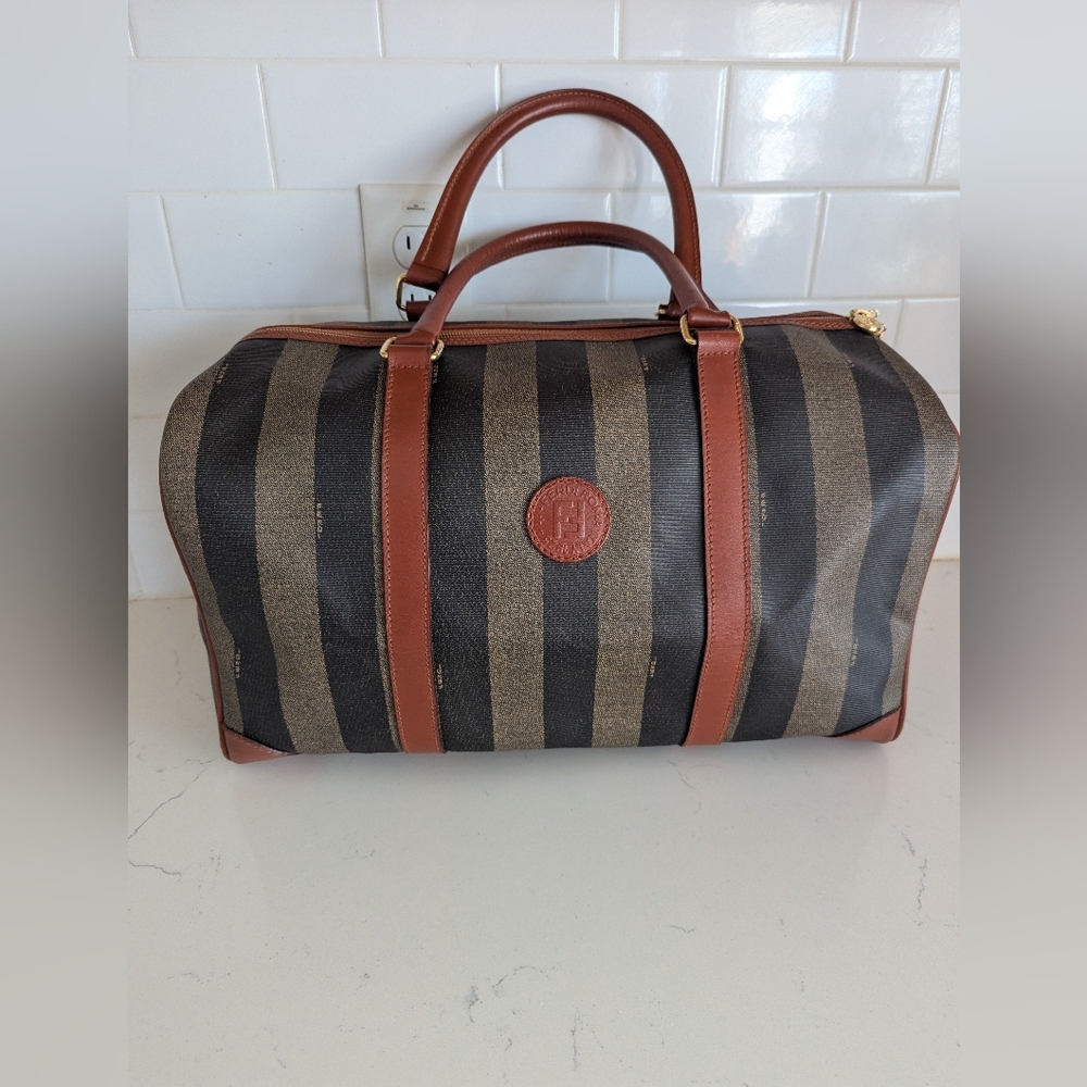 Fendi Pequin Boston Bag